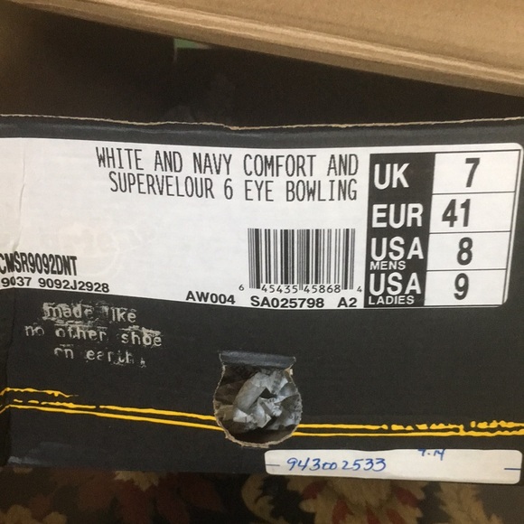 VTG Dr Martens England White/Navy Air Cushioned Chunky Bowling Casual Shoe 9W 8M - Picture 12 of 16